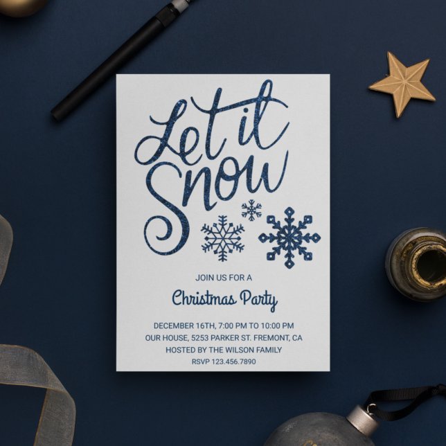 Deixe Nevar | Convite de Festa de Natal Blue Spark (Criador carregado)