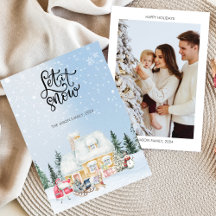 Deixe nevar Lindo cartão de foto de Natal do Papai