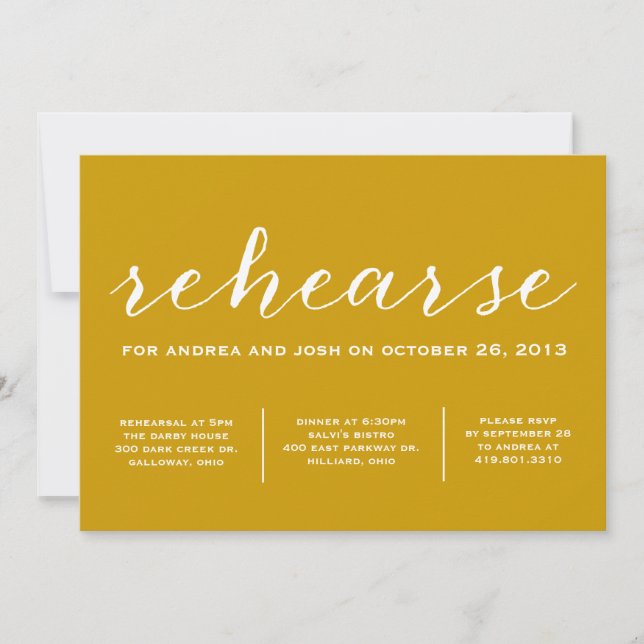 Deixe-nos Rehearse o convite da caligrafia (Frente)