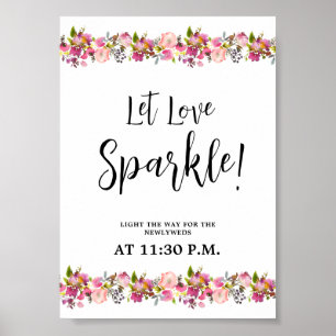 Deixe o amor do Sparkle Pink Sinal Floral Poster