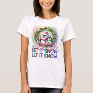 Deixe-o nevar a camiseta natalícia da família Ping