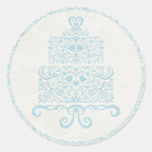 Deixe-os comer a etiqueta do bolo - azul