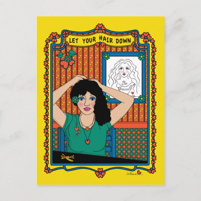 Deixe seu cabelo para baixo_B_ Cartão postal (Frente)