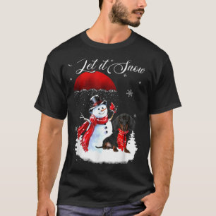 Deixem-No Neve Xmas Camiseta Lindo Dachshund E Nev