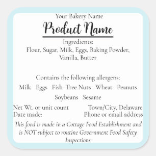 Delaware Comida de algodão Etiqueta de Baking Azul