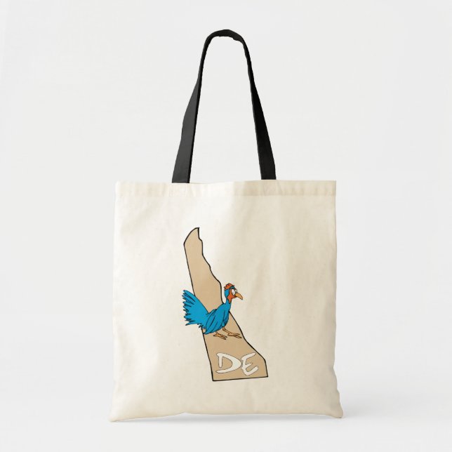 Delaware DE Map & Blue Hen Cartoon Art Motto Bolsa (Frente)
