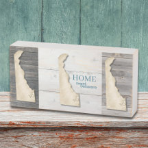 Delaware Rustic Wood Box Sign – Coastal Home Decor
