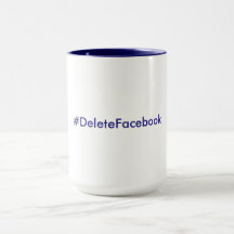 #DeleteFacebook 15 onças. Caneca (azuis marinhos &
