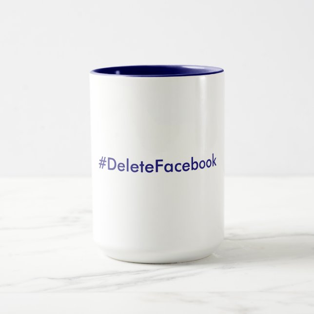 #DeleteFacebook 15 onças. Caneca (azuis marinhos & (Centro)