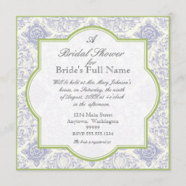 Delft Blue Toile Quatrefoil - Convite para Chá de 