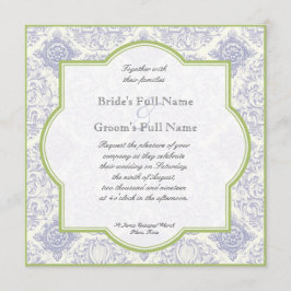 Delft Toile azul Quatrefoil - convite do casamento