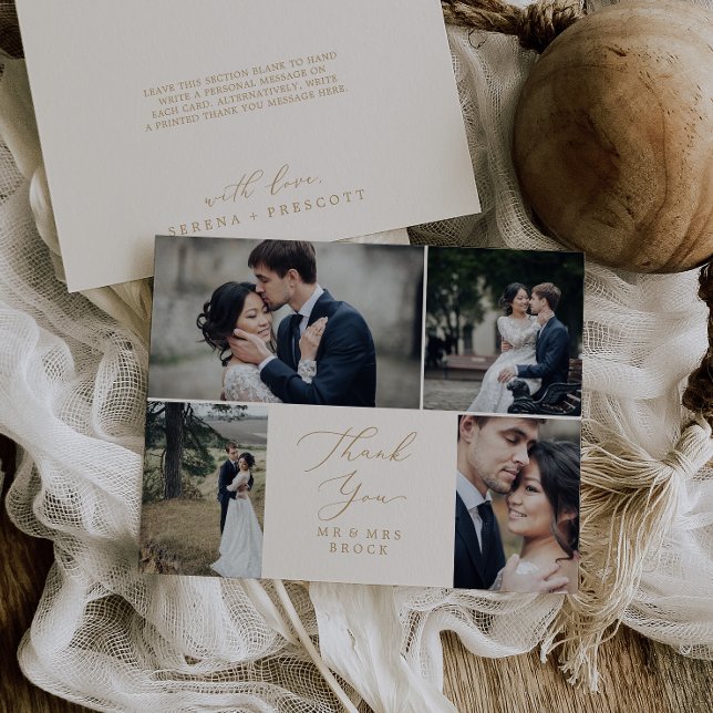 Delicado Dourado e Creme 4 Modelo de Foto Obrigado (Criador carregado)