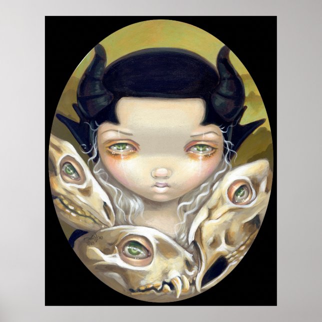 Delicar Bones gótico, Impressão de Arte do crânio  (Frente)