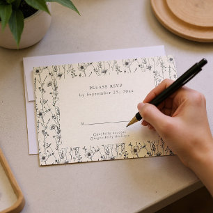 Delicar cartão RSVP de padrão uniforme de flores s