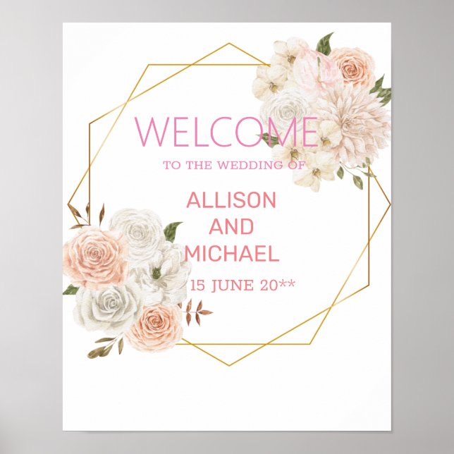 Delicar poster de casamento floral (Frente)