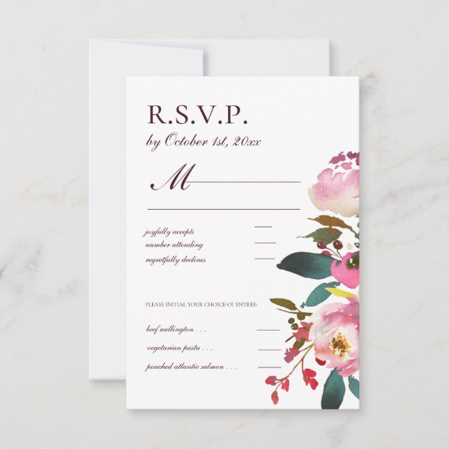Delicar Rosas de outono de Watercolor RSVP (Frente)