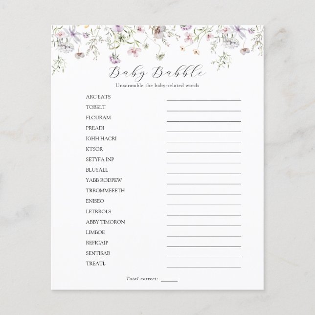 Delicar Roxo-Flor-Selvagem Babble Scramble (Frente)