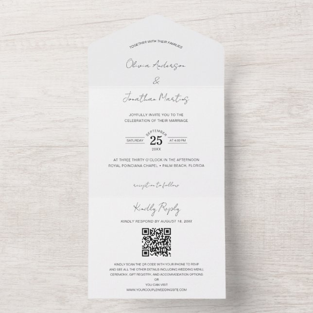Delicar RSVP de Código QR de Casamento de Foto (Inside)