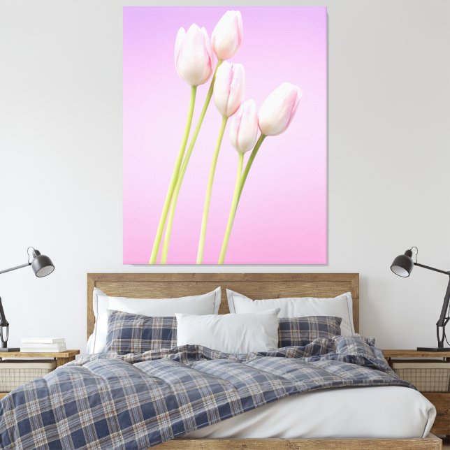 Delicar Tulipas Rosa Esticadas Tela Impressão (Insitu(Quarto))