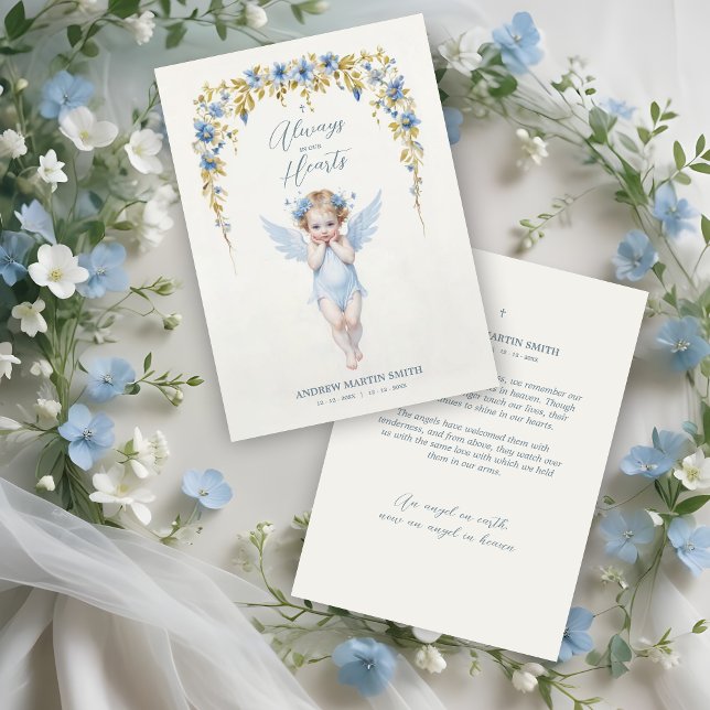 Delicate Blue Angel Condolence Remembrance Babies (Delicate Blue Angel Condolence Remembrance for Baby's Funeral Cards.)