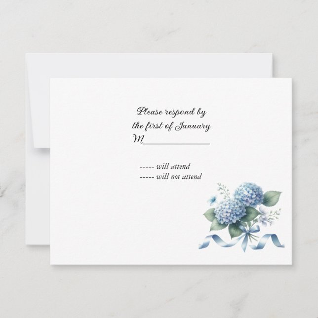 Delicate Blue Hydrangea Weding RSVP (Frente)