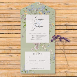 Delicate Boho Wildflower Sage Green Não Janta