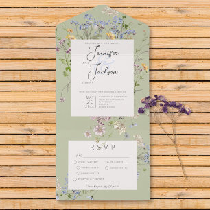 Delicate Boho Wildflower Sage Janto Verde