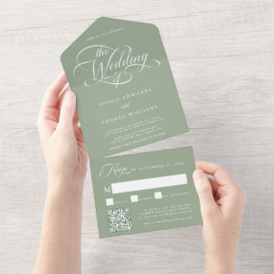 Delicate Elegant Script Wedding Sage Green