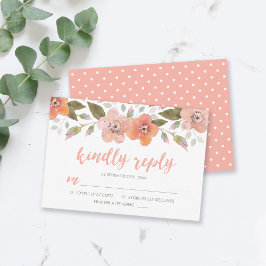 Delicate Floral Peach Wedding Kindly Responde RSVP