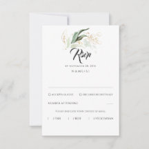 Delicate Greenery e Dourada Leaves Casamento RSVP