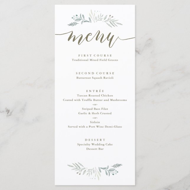 Delicate Greenery | Menu Casamento (Frente)