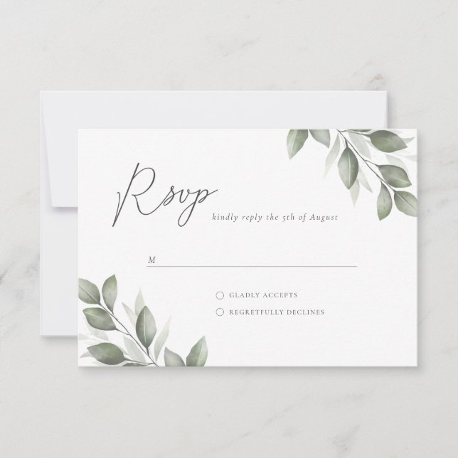 Delicate Greenery RSVP (Frente)