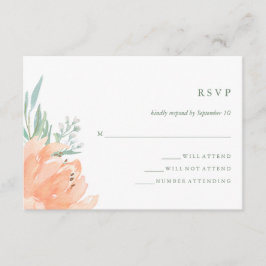 Delicate Peach Floral e Eucalyptus Wedding RSVP