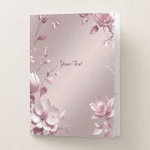 Delicate Pink Floral Pocket Folder