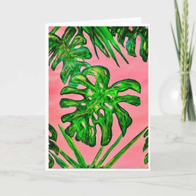 Deliciosa Monstera em Cartão Rosa<Blank Inside> (Frente)