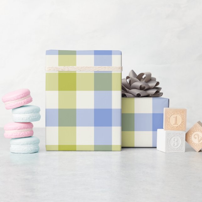 Delphinium Gingham - Papel de Embrulho (Chá de bebê)