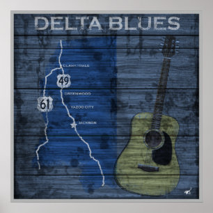 Delta Blues Grunge Blues Rodovia Poster