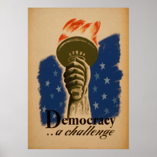 Democracia um poster vintage de WPA do desafio