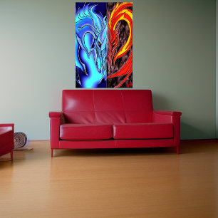 Demônio da água e do fogo   AI Art Poster