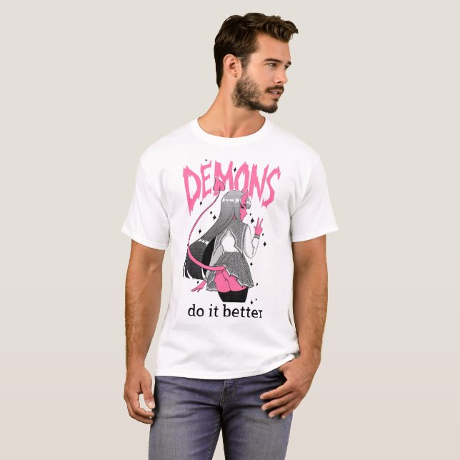 demónios melhora a camisa leve de T (Frente Completa)