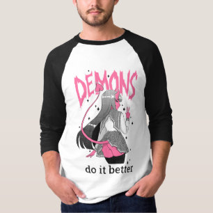 demónios melhora a camisa longa da luz T da Capa