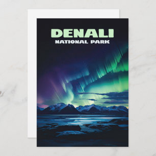 Denali National Park Alaska Norte Lights Retro