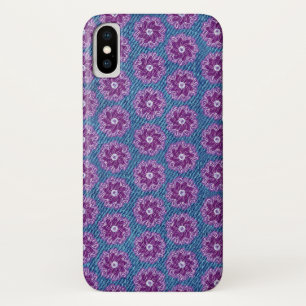 Denim & flores roxa/ capas de iphone azul