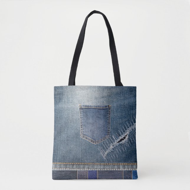 Denim Impressão Tote Bag (Frente)