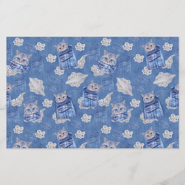 Denim Jean bolsos, Kittens e Lace (Frente)