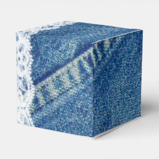 Denim & Lace Impresso Casamento Caixas de Favor Pe