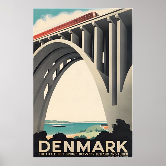 Denmark Art Jutland Print Funen Travel Poster  (Frente)