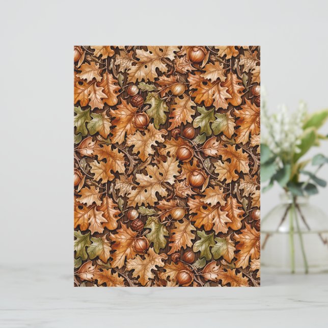 Dense Fall Foliage of Acorns and Oak Leaves Paper (Em pé/Frente)