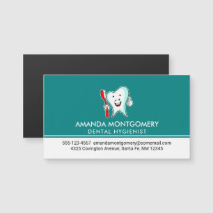 Dente feliz com cuidado dentário