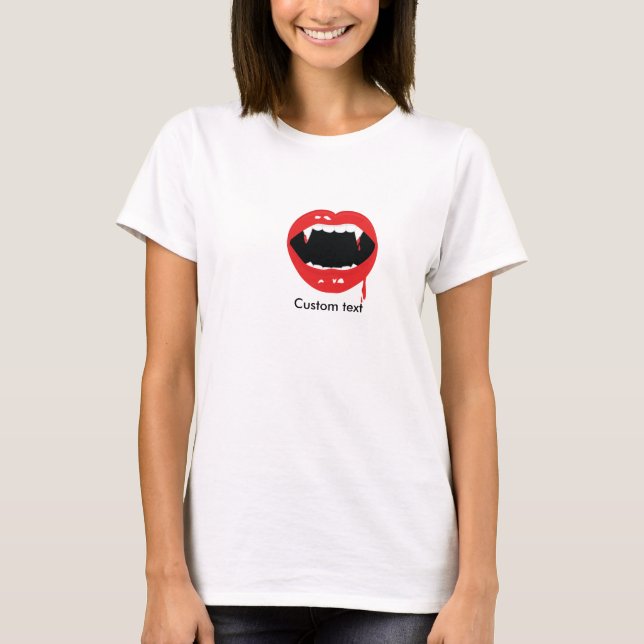 Dentes de Vampiro Gótico de Halloween T Camisa Top (Frente)